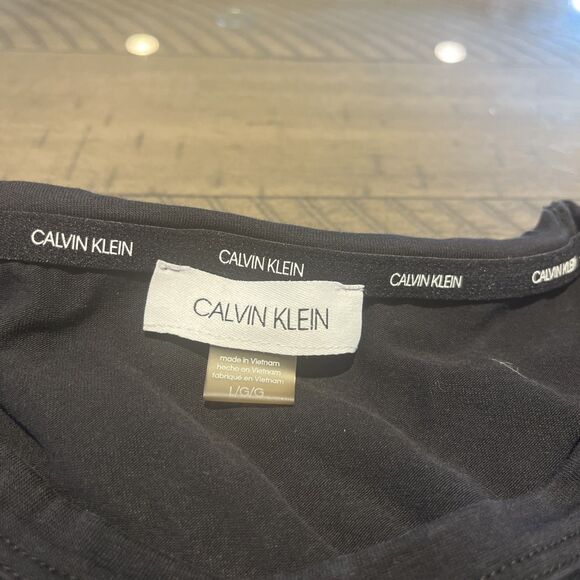 Calvin Klein Tshirt Shirt Dress Short Sleeve Black pajama Metallic size large - Picture 3 of 3